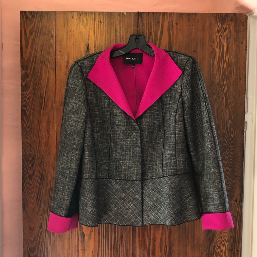 Lafayette 148 b/w blazer w/pink interior S 12